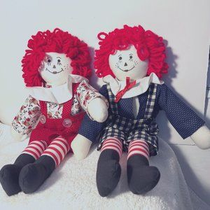 Raggedy Ann & Andy Dolls-NWOT-Overhauls-Red Hair-16" Tall-14 1/2" Arm Spread-Red